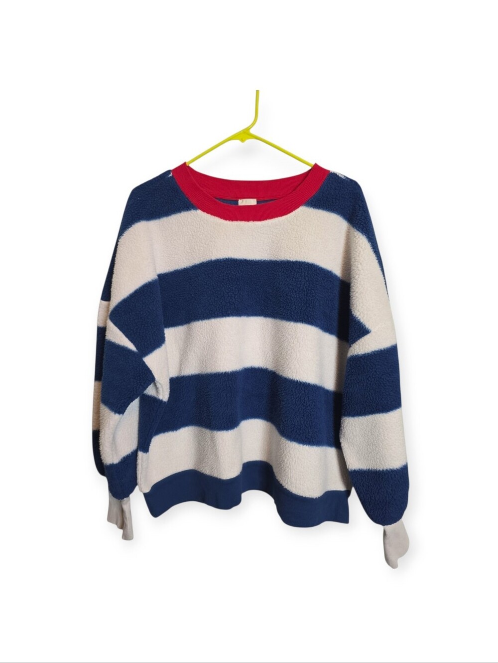 Women's Anthropologie Maeve Cotton Sherpa Fleece striped sweater, size medium